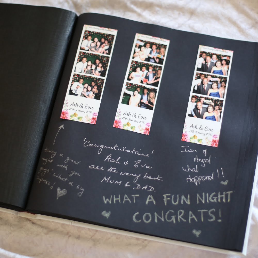 Our attendant will paste one copy of the strips into the album so guests can write a message. A perfect keepsake!
